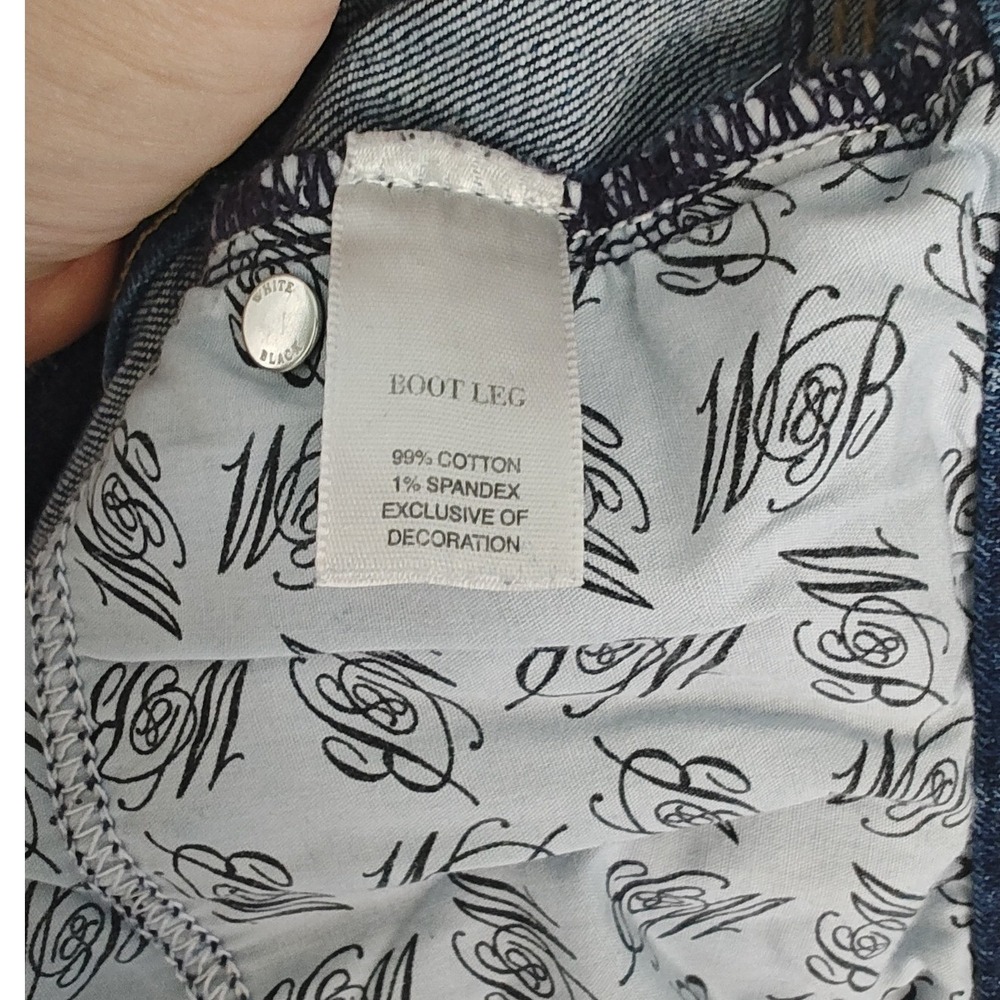 White House Black Market Noir Bootcut Jeans Blue Beaded Bling Pocket 14 - Picture 6 of 9